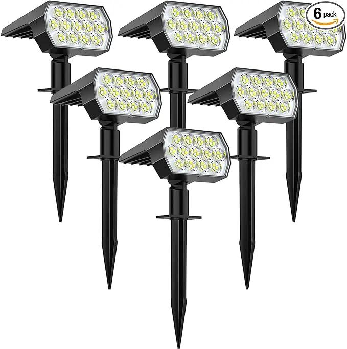 WELALO Solar Spot Lights Outdoor, [6 Pack/52 LED/3 Modes] 2-in-1 Solar Landscape Spotlights, Solar Powered Security Lights, IP65 Waterproof Wall Lights for Walkway Yard Garden Driveway(Cool White) by GreenHaven Gardens
