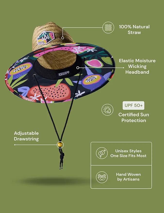 Straw Hat for Men & Women | Lifeguard Hat, Beach Hat & Sun Hat | UPF 50+ Wide Brim for Sun Protection | One Size | Hemlock by GreenHaven Gardens