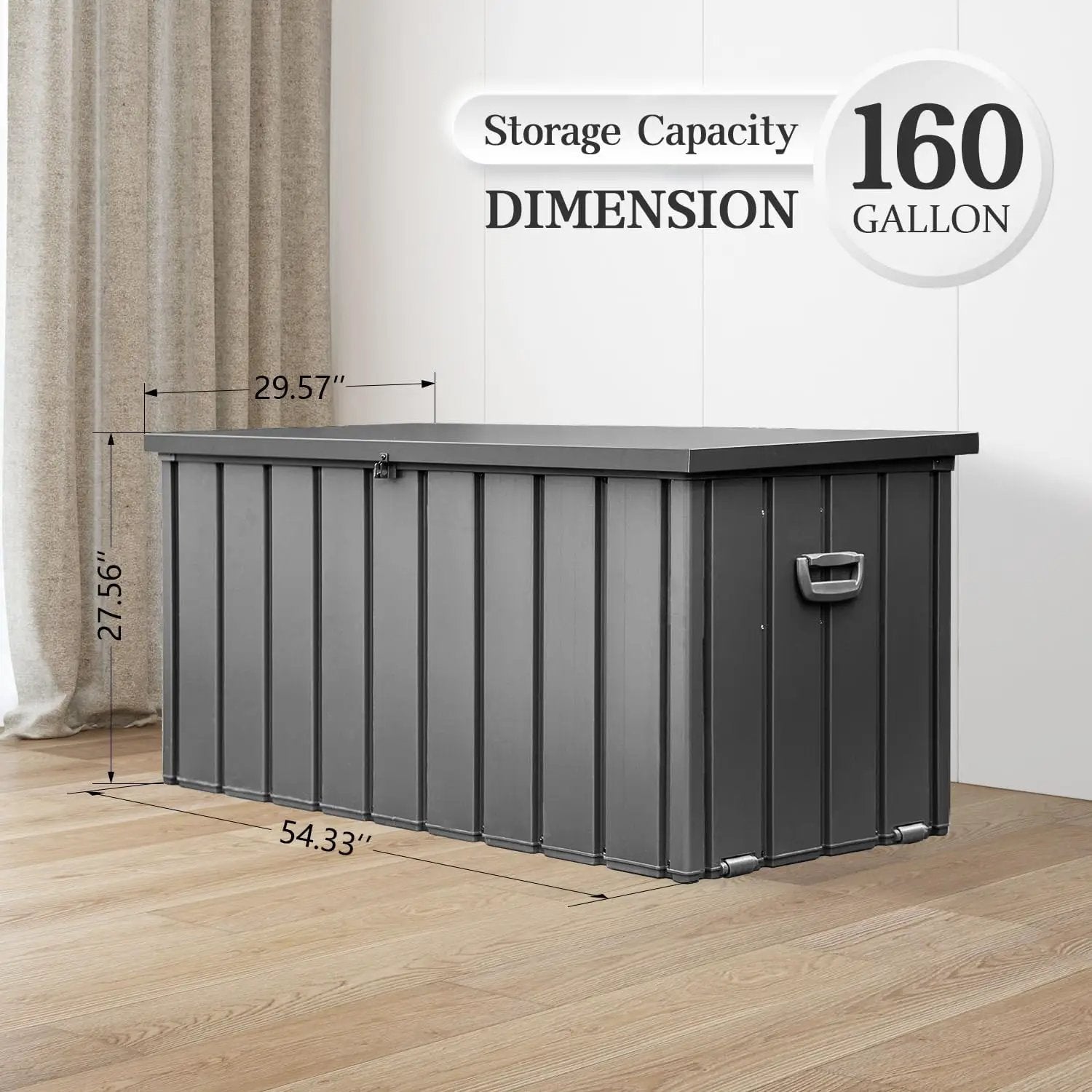 Domi 160-Gallon Outdoor Storage Box – Waterproof, Lockable Storage Cabinet for Patio Furniture, Garden Tools & Pool Supplies – Large Metal Storage for Cushions, Toys & More by GreenHaven Gardens