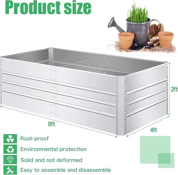 SnugNiture Galvanized Raised Garden Bed 8x4x2FT Outdoor Large Metal Planter Box Steel Kit for Planting Vegetables, Flowers by GreenHaven Gardens