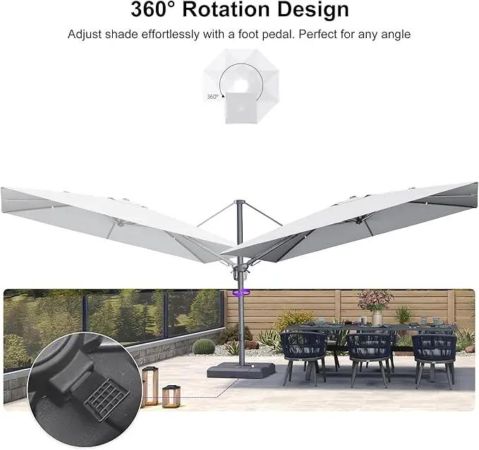 PURPLE LEAF 11.5' X 8' Left-right Tilting Outdoor Patio Umbrella Swivel Offset Cantilever Heavy Duty Rectangle Aluminum Umbrella with UV Resistant for Deck Pool Patio Backyard, Pebble Grey by GreenHaven Gardens