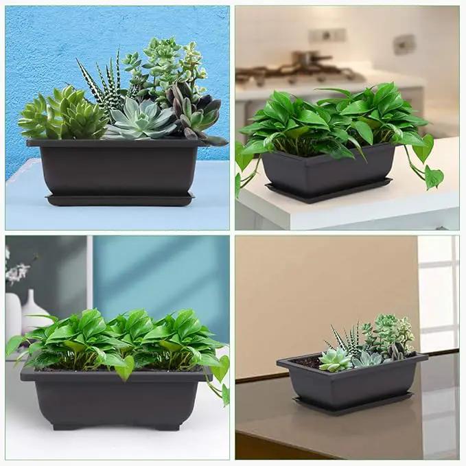 GROWNEER 6 Packs 6.5 Inch Bonsai Training Pots with Drainage Humidity Trays, Bonsai Tree Kits with 1 Repotting Mat, Growing Planter for Garden, Yard, Balcony, Office, Indoor, Outdoor by GreenHaven Gardens