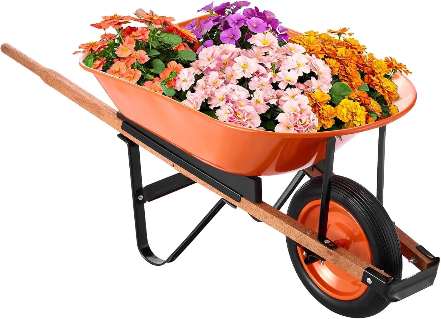 VEVOR Wheelbarrow Cart, 5 Cu. Ft. Load & 265 lbs Capacity, One Wheel Garden Dump Cart, Garden Wagon with Metal Handle & 16" Wide Track Wheels, Easy Loading Utility Yard Cart & Wagons for Lawn Farm by GreenHaven Gardens