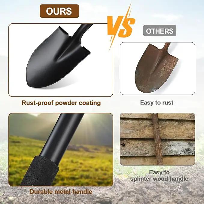 Small Shovel for Digging, 31 Inch Metal Spade Shovel with D-Grip Handle, Lightweight Short Gardening Digging Shovel by GreenHaven Gardens