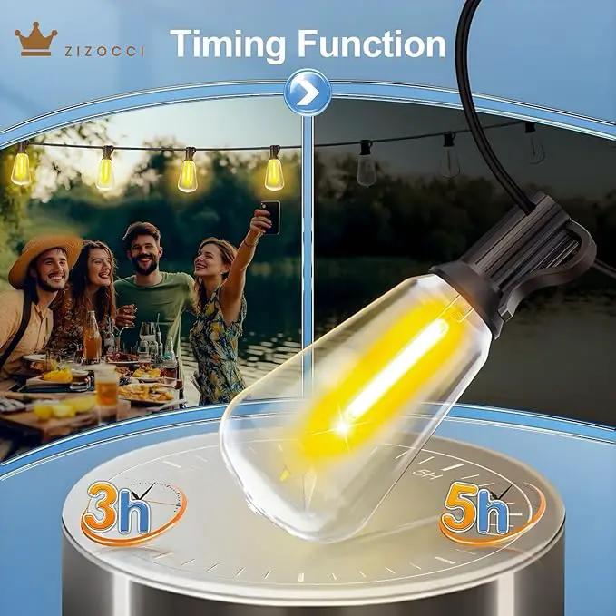 String Lights for Outside 100Ft 30M - Patio Lights Outdoor Lighting Waterproof Lights, Remote Dimmable ST38 Shatterproof Wedding Decorations, Birthday, Chrismas, Haloween, Balcony, Garden Party by GreenHaven Gardens