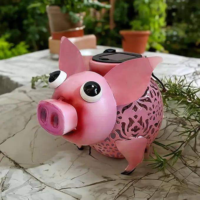 Teaeeno Pig Solar Light Lantern Garden Decor,Metal Animal Decor Outdoor,Garden Yard Lawn Backyard Ornament Decor,Home, Lawn, Patio, Resin Animal Ornament, Women/Gardening Gifts by GreenHaven Gardens
