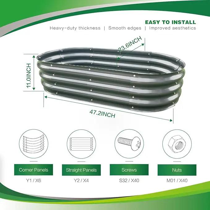 Gardmax 2 Pack Galvanized Raised Garden Bed, Lightweight Planter Boxes Outdoor with Easy Assembly, Large Garden Bed for Vegetables, Fruits, Flower Dark Grey by GreenHaven Gardens