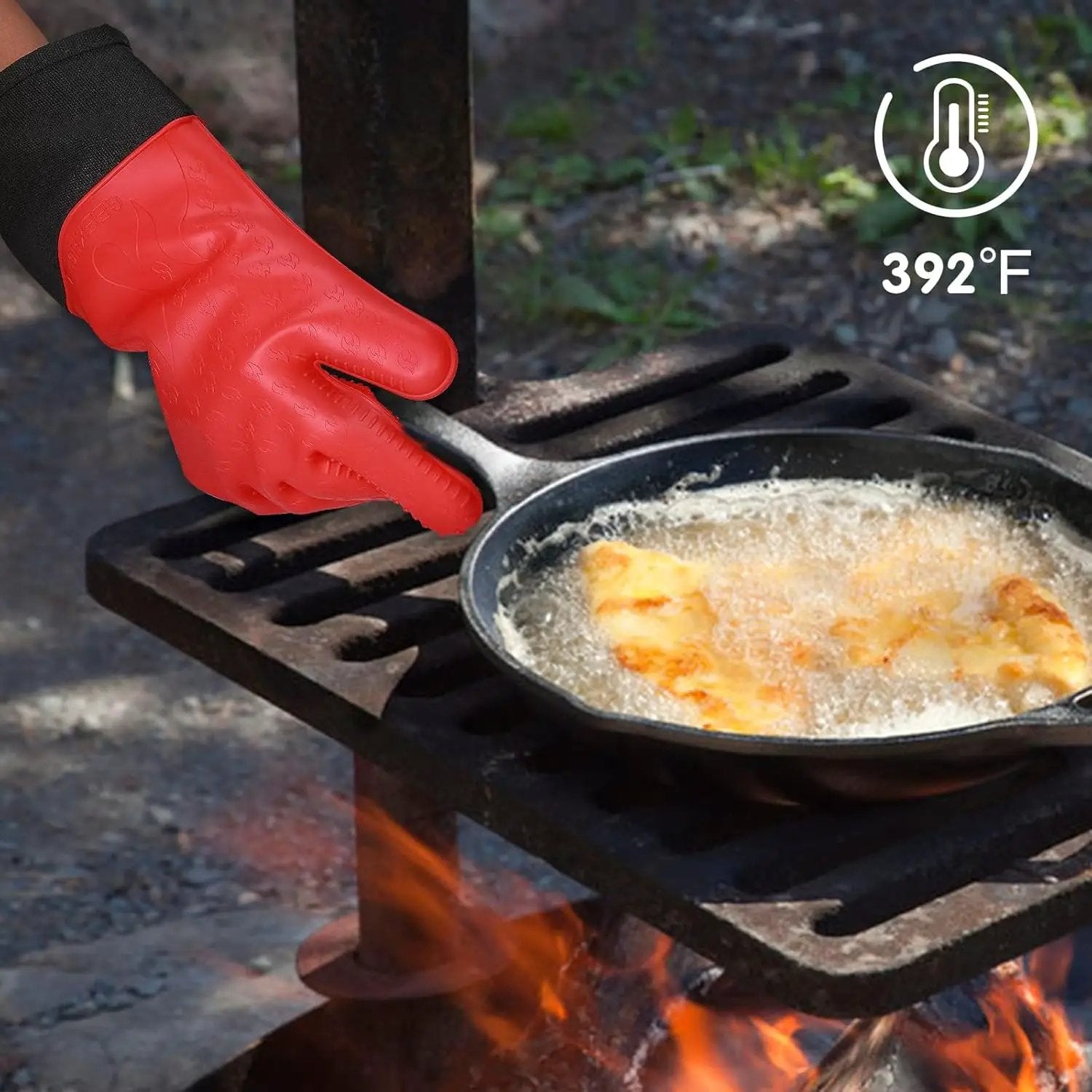 GEEKHOM Silicone Grilling Gloves, Heat Resistant Oven Mitts, BBQ Gloves, Waterproof Non-Slip for Barbecue, Cooking, Baking, Fryer, Red by GreenHaven Gardens
