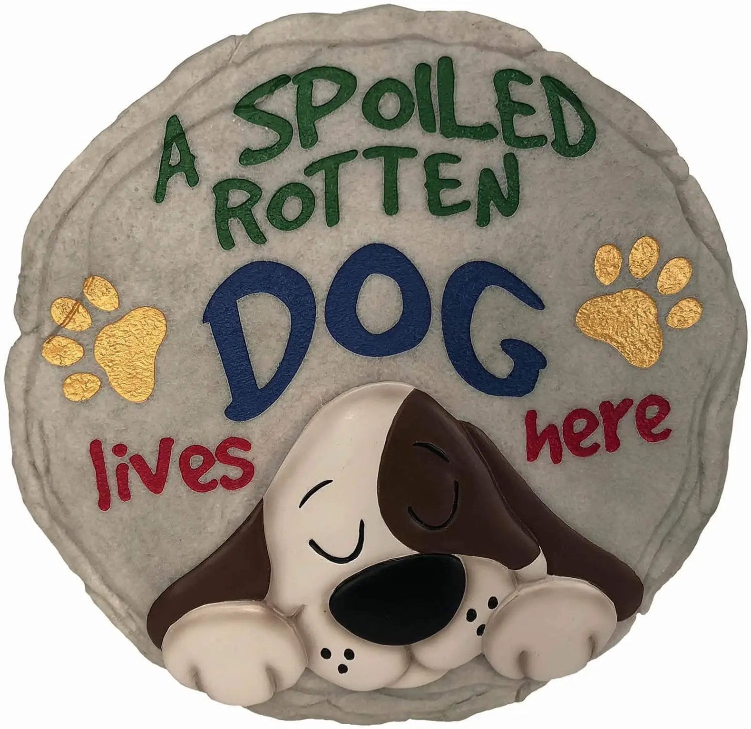 Spoontiques - Garden Décor - Spoiled Rotten Dog Stepping Stone - Decorative Stone for Garden by GreenHaven Gardens
