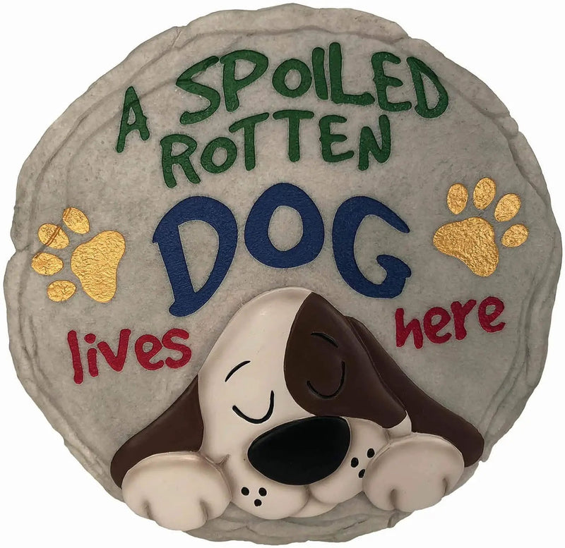 Spoontiques - Garden Décor - Spoiled Rotten Dog Stepping Stone - Decorative Stone for Garden by GreenHaven Gardens