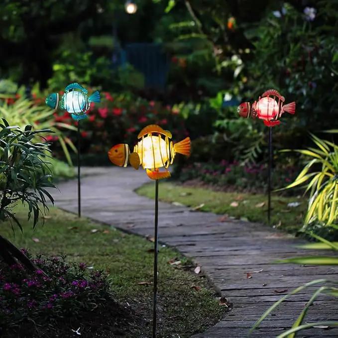 Garden Solar Lights,21.3''H 3Pack Clownfish Outdoor Figurine Lights,Waterproof Garden Decor with Led Lights, Decorative Garden Stake for,Yard,Patio,Lawn by GreenHaven Gardens