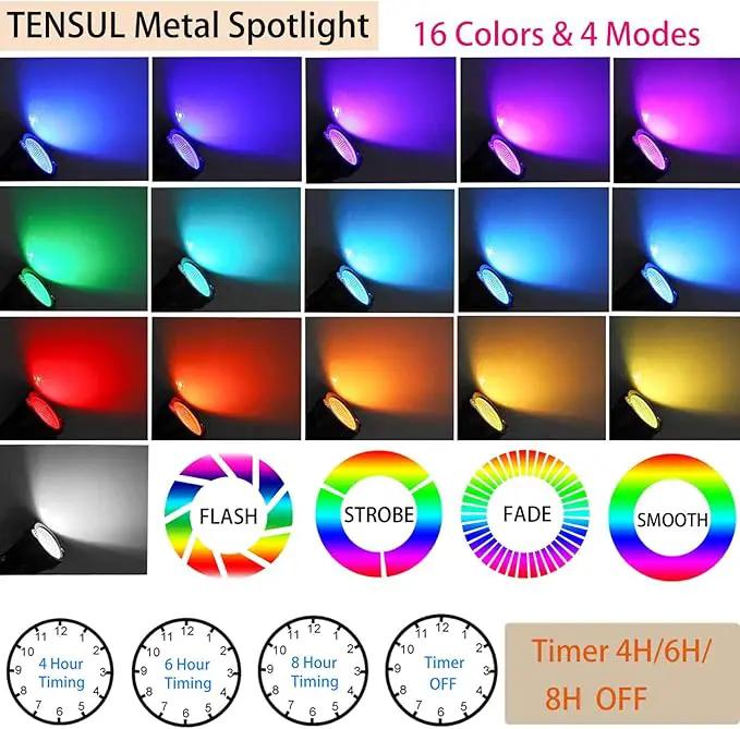 RGB Christmas Outdoor Spot Lights with Timer(4/6/8H), 12V 5W Metal case Color Changing Spot Light Outdoor Garden Yard Lawn Landscape SpotLights IP65 Waterproof, 1 Lights by GreenHaven Gardens