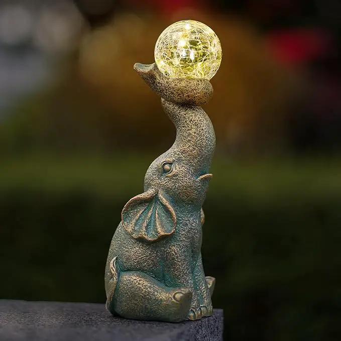 MININOVA Solar Elephant Garden Decor Statues & Sculptures for Outside, Outdoor Figurine Lights for Patio, Yard, Balcony, Unique Housewarming Ornament by GreenHaven Gardens