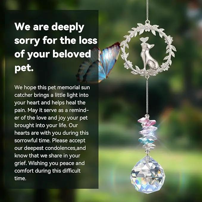 Cat Memorial Suncatcher - Lost of Cat Bereavement Gift Idea, Cat Loss Sympathy Gifts, Pet Memorial Gifts, Thoughtful Cats Remembrance Sun Catcher, Passing Away Remembrance Memory Gift by GreenHaven Gardens