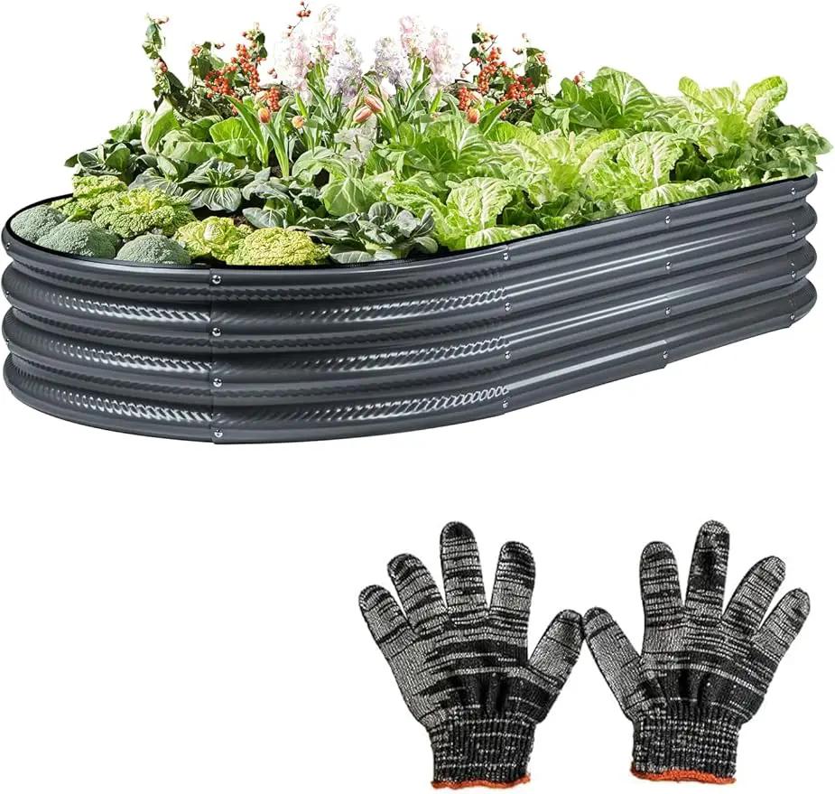 Raised Garden Bed, Galvanized Planter Raised Beds for Outdoor,Vegetables, Flowers & Herbs, Heavy-Duty Metal Raised Garden Beds Outdoor, Rust-Resistant & Easy Assembly (Grey, 6x3x1 ft) by GreenHaven Gardens
