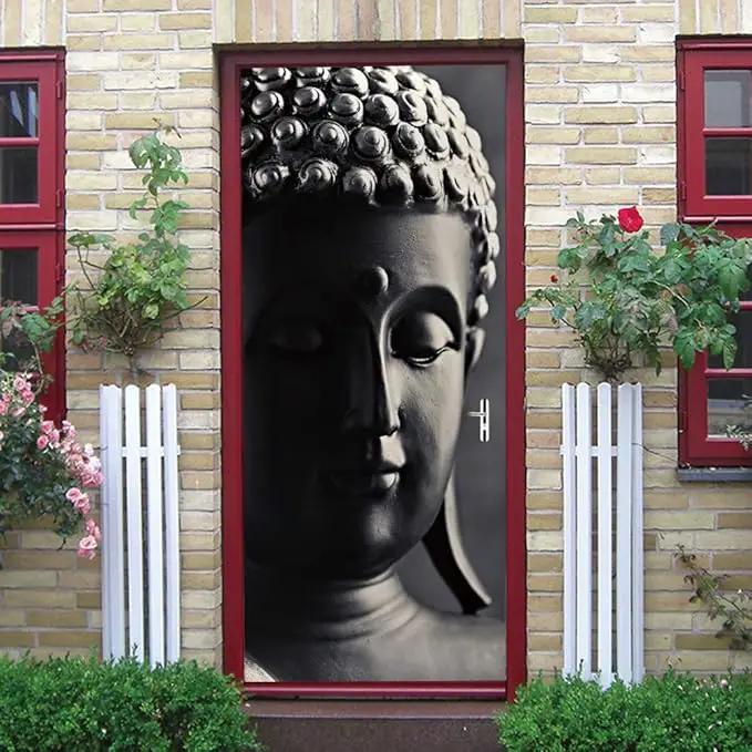 3D Door Stickers - Buddha Statue - Peel & Stick Wallpaper - Self-Adhesive Decals - Removable PVC - Waterproof - Bedroom/Living Room - 37.4" x 78.7" by GreenHaven Gardens