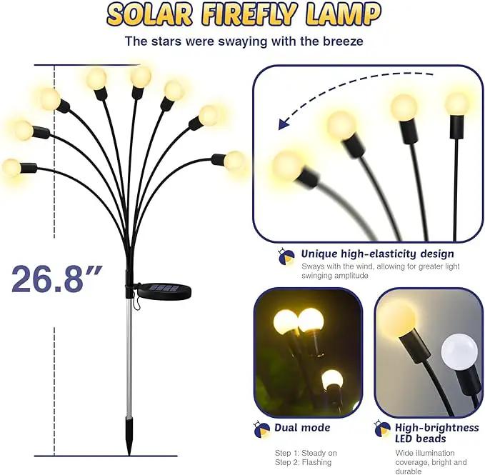 Solar Firefly Lights 2 Pack 16 LED Lights 2 Lighting Modes for Garden,Patio and Yard Solar-Powered LED Lights (Warm White, 2) by GreenHaven Gardens