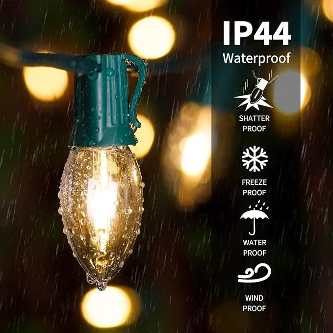 50FT C7 Clear LED Christmas String Lights Outdoor, Commercial Connectable Christmas Lights with 50+2 Bulbs(2 Spare), Hanging Christmas Tree Lights for Xmas Holiday Party Roofline Backyard Decor by GreenHaven Gardens