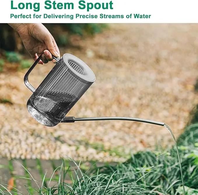 Long Spout Watering Can Indoor, Small Watering Cans for House Plants, Flowers, Succulents, 34oz (Grey) by GreenHaven Gardens