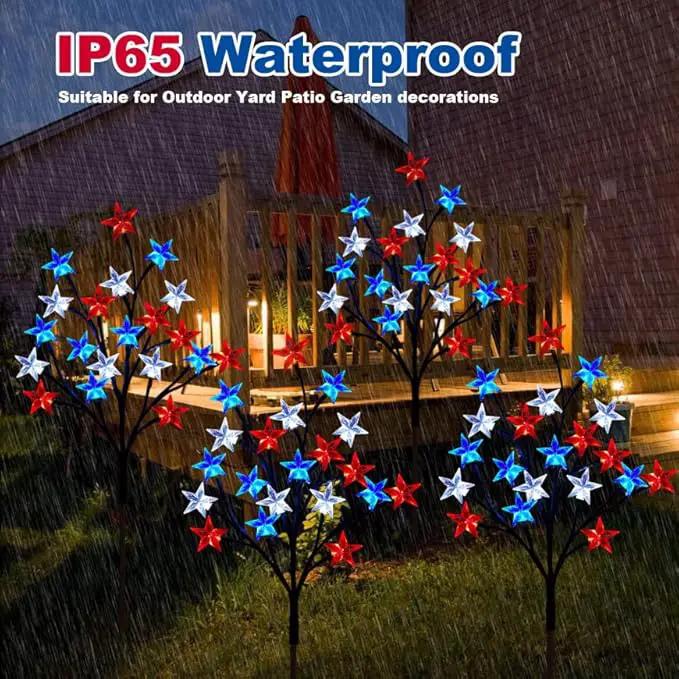 Solar 4th of July Decorations Outdoor Lights, 4-in-1 8 Modes Red White and Blue Star Stake Lights, Waterproof Solar Patriotic Decorations Outdoor for Fouth of July Memorial Day Yard Pathway Grave by GreenHaven Gardens
