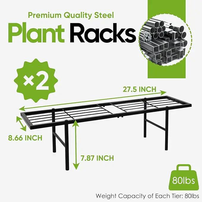2 Pack Black Metal Plant Stands, Versatile for Indoors & Outdoors, Ideal Multi-Plant Display Rack for Windowsills, Patios, & Balconies by GreenHaven Gardens