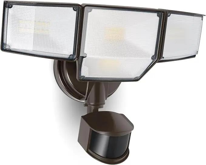 LUTEC 80W 9000LM LED Security Lights Motion Sensor Outdoor Lights, 4 Head LED Flood Light Outdoor 5000K Daylight, IP65 Waterproof, Motion Detected Light for Outside, House, Garage, Yard (Brown) by GreenHaven Gardens