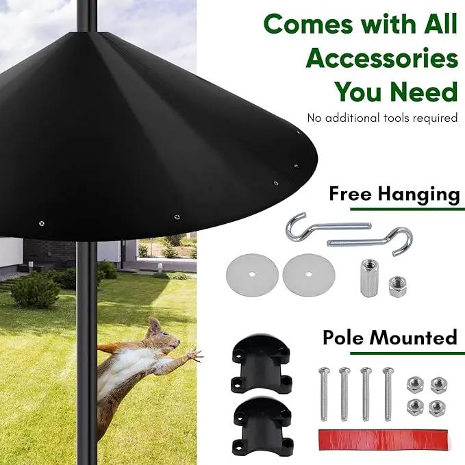 24-inch Large Outdoor Squirrel Baffles for Bird Feeders Pole, Baffle with Metal Frame, Squirrel Guard for Bird Houses, Two Way Use, Black Color by GreenHaven Gardens
