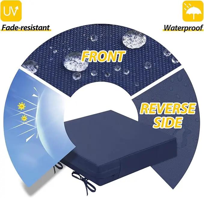 AAAAAcessories Outdoor Seat Cushions for Chairs, Waterproof, Fade-Resistant Patio Furniture Replacement Cushions, 21" x 21" x 4", Set of 2, Navy Blue by GreenHaven Gardens