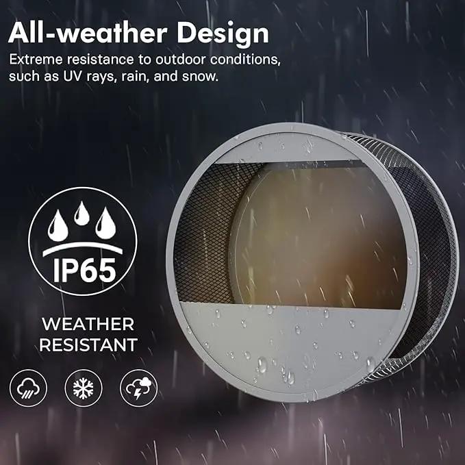 Grand patio Outdoor Circular LED Solar Hanging Wall Sconce Planter, with Dusk to Dawn Sensor Decor Wall Lighting for Garage Doorway Patio Yard, Cement Grey (S-Round) by GreenHaven Gardens