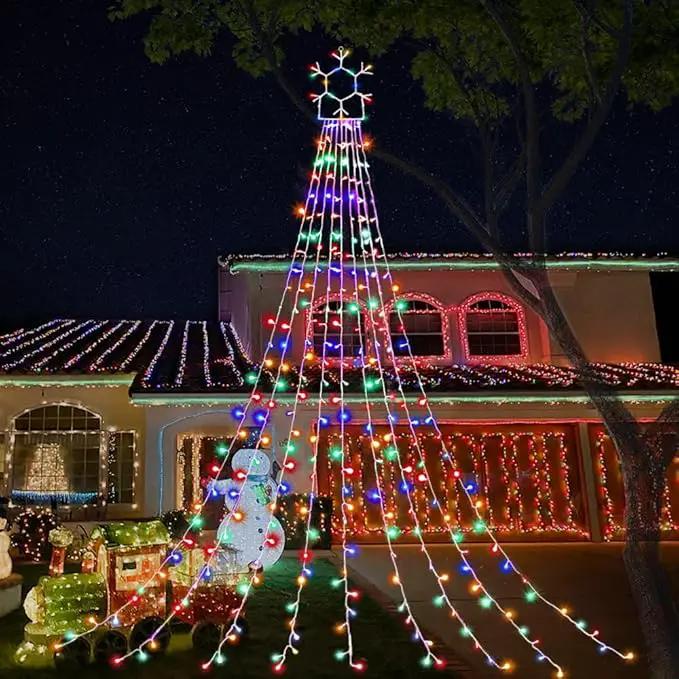 Outdoor Christmas Decorations String Lights, 320 LED 11.5 Ft Waterfall Tree Lights with Snowflake Topper 8 Lighting Modes Christmas Lights for Indoor Outdoor Yard Home Festival Xmas New Year Decor by GreenHaven Gardens