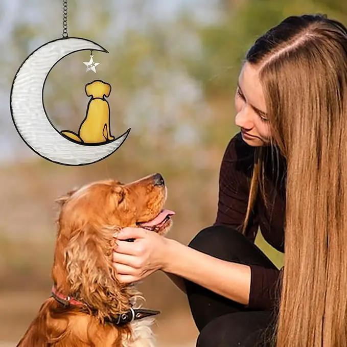 Stained Glass Dog Suncatcher Memorial Gifts for Loss of Dog,Window Hanging Decor Dog Suncatcher Sympathy Gift,Dog Ornaments Bereavement Gifts,Pet Loss Gifts,in Memory of Dog Passing Away Gifts by GreenHaven Gardens