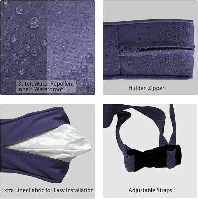 Outdoor Deep Seat Cushion Set 24" x 24", Water Repellent & Fade Resistant Cushion for Patio Furniture, Back & Seat Cushion with Removable Covers for Sofa, Couch, Navy by GreenHaven Gardens