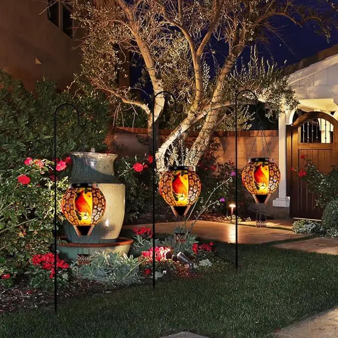 DREAMSOUL Cardinal Hot Air Balloon Solar Lantern, Metal Solar Lantern with Flickering Flame, Solar Lanterns Outdoor Waterproof for Lawn Patio Decor Christmas Gifts by GreenHaven Gardens