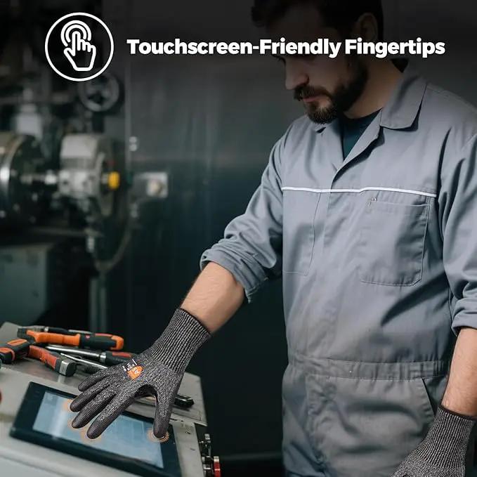 Donfri 3 Pairs A9 Cut Resistant Work Gloves for Men - Steel + HPPE Hybrid Safety Gloves for Men, ANSI Cut Level 9 Protection Flexible for Metal Glass Wood Construction Fishing by GreenHaven Gardens