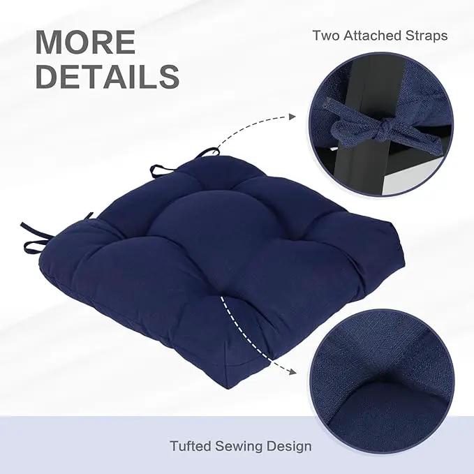 Aoodor 19" x 19" x 5" Tufted Outdoor Chair Cushions, Water Resistant & Fade Resistant Polyester Dining Chair Pads with 2 Straps for Patio Furniture, Set of 4 by GreenHaven Gardens