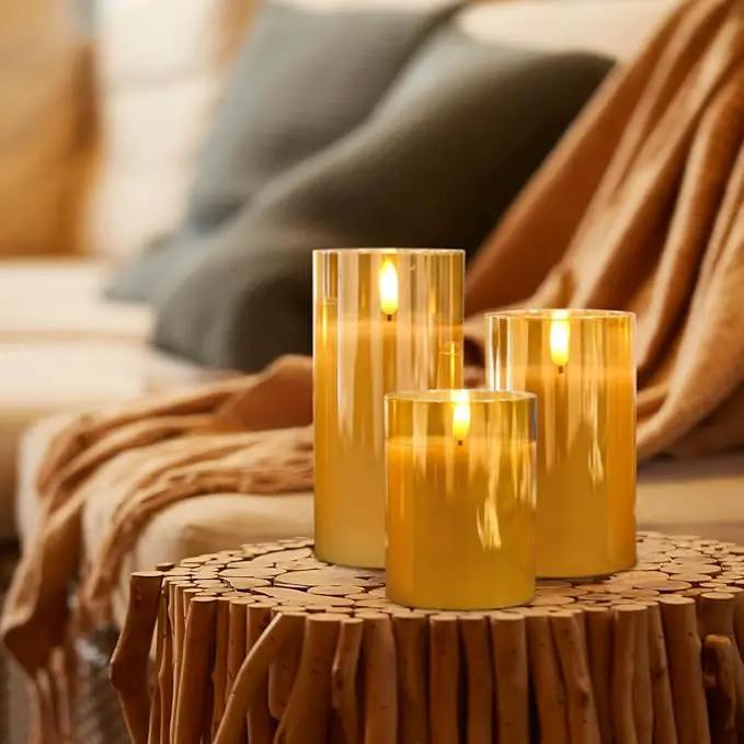 Rechargeable Candles Flickering with Remote, Rechargeable Flameless Candles with Timer, LED Candles Battery Operated with 3D Wick and Charging Cable for Valentine's Day Home Decor(Gold) by GreenHaven Gardens
