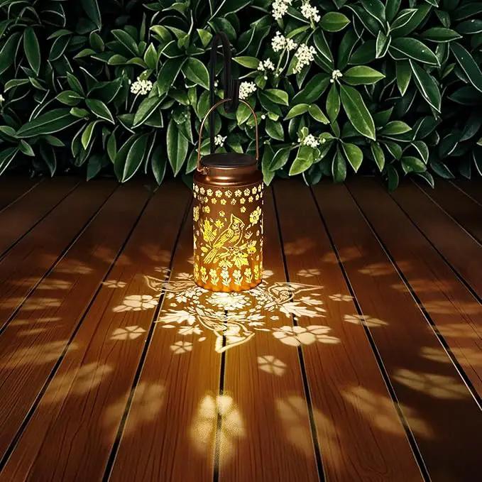 4 Pack Cardinal Solar Lanterns Outdoor Waterproof, Metal Hanging Lights Decorations for Garden Yard Lawn Patio, Cardinal Gifts for Women Mom Grandma Gardener for Mother'Day Christmas by GreenHaven Gardens
