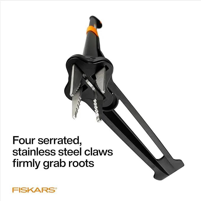 Fiskars 4-Claw Stand Up Weed Puller Tool, Gardening Hand Weeding Tool with 39" Long Ergonomic Handle with Easy-Eject Mechanism by GreenHaven Gardens