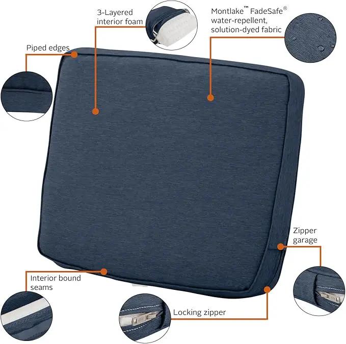 Classic Accessories Montlake Water-Resistant 23 x 20 x 4 Inch Patio Lounge Back Cushion, Heather Indigo Blue, Outdoor Loveseat Cushions by GreenHaven Gardens