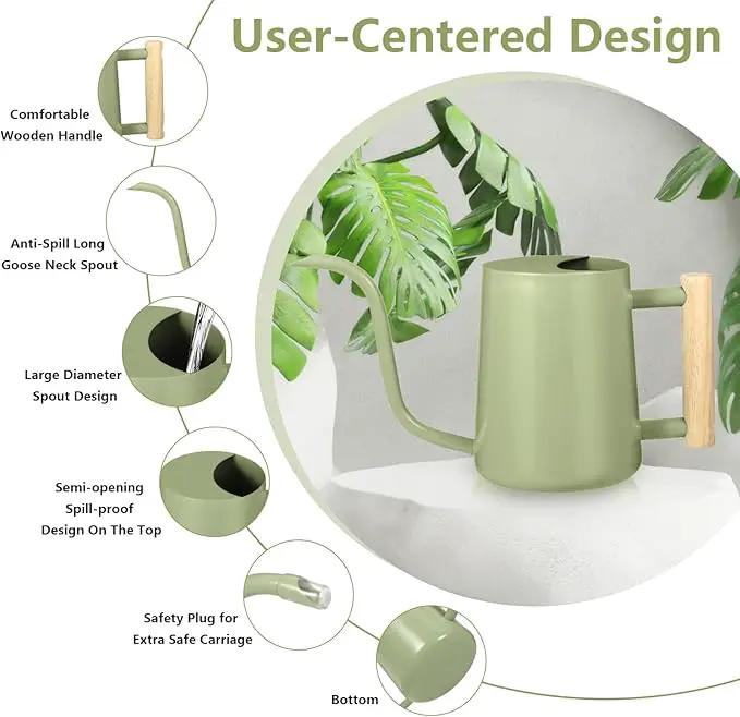 Watering Can Indoor Plants, 35oz Small Watering Can Indoor Stainless Steel Metal Watering Can Modern Decorative Watering Pot with Long Spout for Indoor House Plant Bonsai Garden Flowers (Sage Green) by GreenHaven Gardens