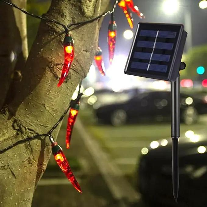 Solar Red Chili String Lights, 200 LED Chili Shape Fairy String Lights Solar Operated String Lights for Wedding, Chinese New Year,Spring Festival,Party Decoration,Christmas by GreenHaven Gardens