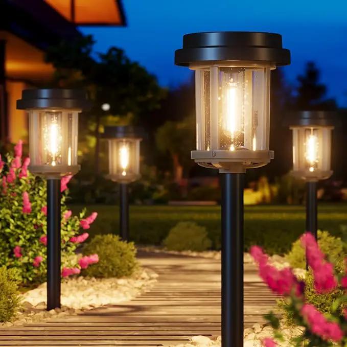 XMCOSY+ Solar Lights Outdoor Waterproof, 20 LM Solar Powered Garden Lights with 2-Tone Black & Grey Metal Design, Solar Pathway Lights for Yard Patio Landscape Walkway Driveway (Black & Grey) by GreenHaven Gardens