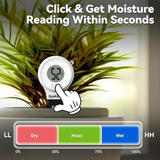 RAINPOINT Digital Compact Soil Moisture Meter for Indoor/Outdoor Plants, Soil Probe Hygrometer Sensor Tester Sets for Garden Lawn Farm, Easy Operation House Pot Plants Moisture Detector- 3 pcs by GreenHaven Gardens