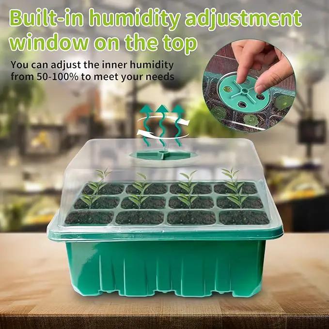 NAMOTEK Plant Heat Mat with 5 Set Seed Starter Tray & Humidity Domes, 60 Cell Trays Germination Station Cloning Kit by GreenHaven Gardens