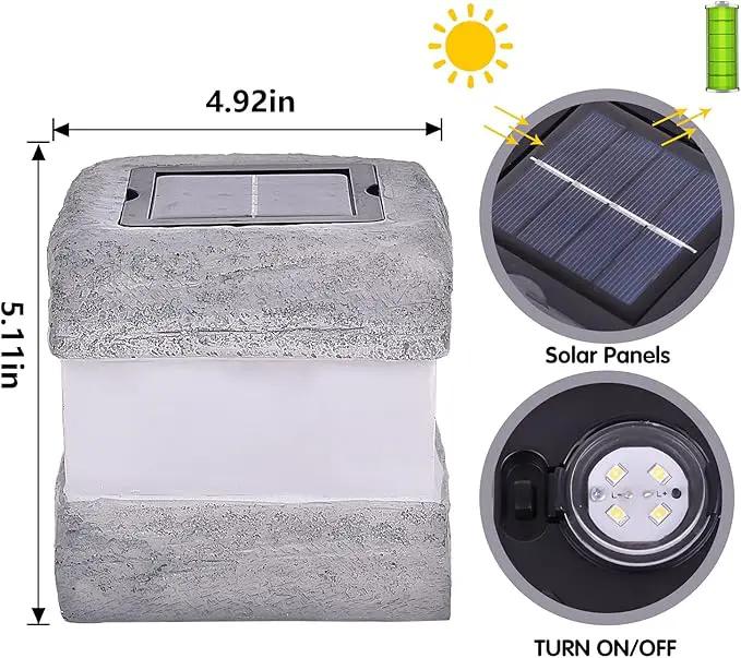 2 Pack Solar Garden Lights, Fake Rock Lights for Outdoor Pathway Yard, Solar Waterproof Decorative Rocks Lantern for Landscape Decor Gery by GreenHaven Gardens