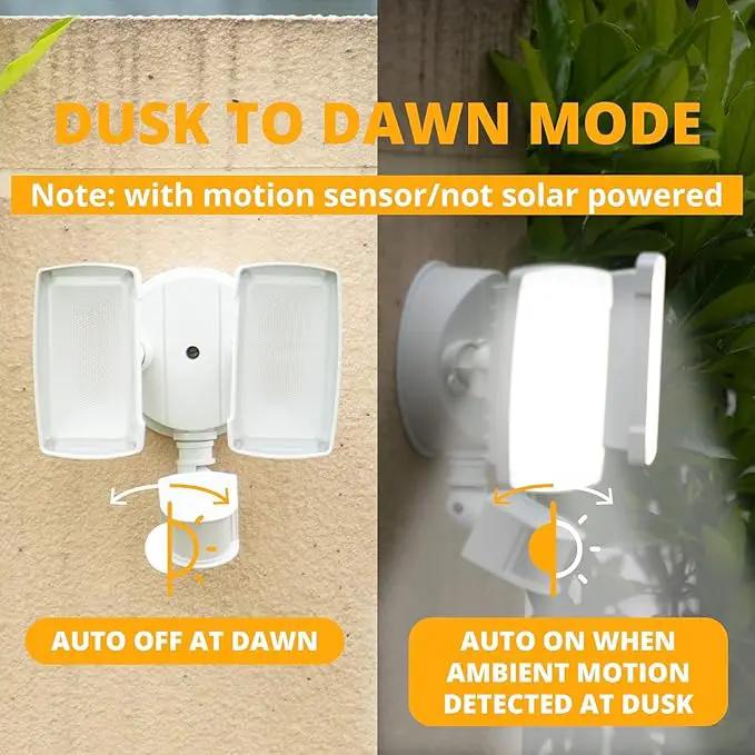 UME 19W LED Security Lights Motion Sensor Light Outdoor, 2000LM Motion Flood Light, 5000K, IP65 Waterproof, 2 Adjustable Head Motion Detector Security Light for Exterior,Outside,Garage,Yard(White) by GreenHaven Gardens