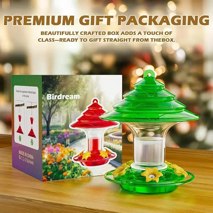 Birdream Hummingbird Feeder for Outdoors Hanging, 20oz Hummingbird Feeders with 5 Bee Guard Feeding Ports & Built-in Ant Moat Brush Leak-Proof for Outside Gifts for Women - Green by GreenHaven Gardens