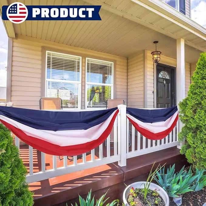 4Pack American Bunting Flag 2" x 20Ft Red, White & Blue Stripe Banner USA Patriotic Bunting Flags 4th of July Decoration for Outside Porch by GreenHaven Gardens