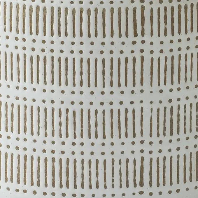 LA JOLIE MUSE Ceramic Plant Pot with Wood Stand - 9.4 Inch Modern Round Decorative Flower Pot Indoor with Wood Planter Holder, Beige & White by GreenHaven Gardens