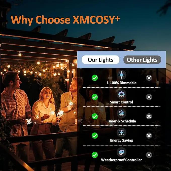 XMCOSY+ Smart Outdoor String Lights, 150Ft G40 Globe Patio Lights with 75 LED Bulbs, WiFi & APP Control, Work with Alexa, Extendable Waterproof Dimmable LED String Lights for Outside, Porch, Cafe by GreenHaven Gardens